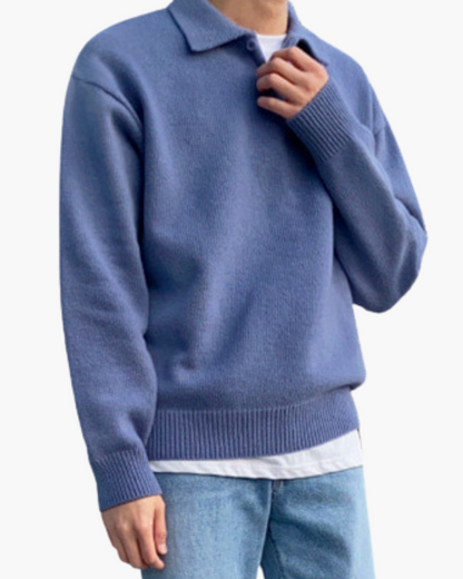 Woolen Button Half Zip
